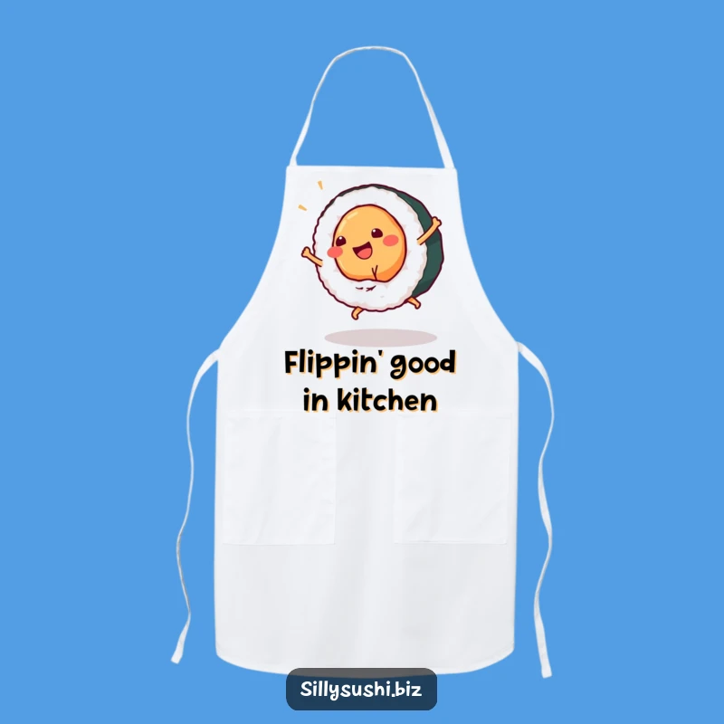 Funny Sushi Cartwheel Apron, Chef Maki Roll Apron, Hilarious Kitchen Gift for Cooks