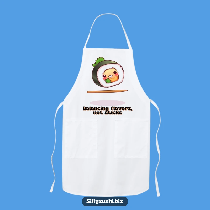 Funny Sushi Chopstick Balance Apron, Chef Comical Apron, Hilarious Kitchen Gift