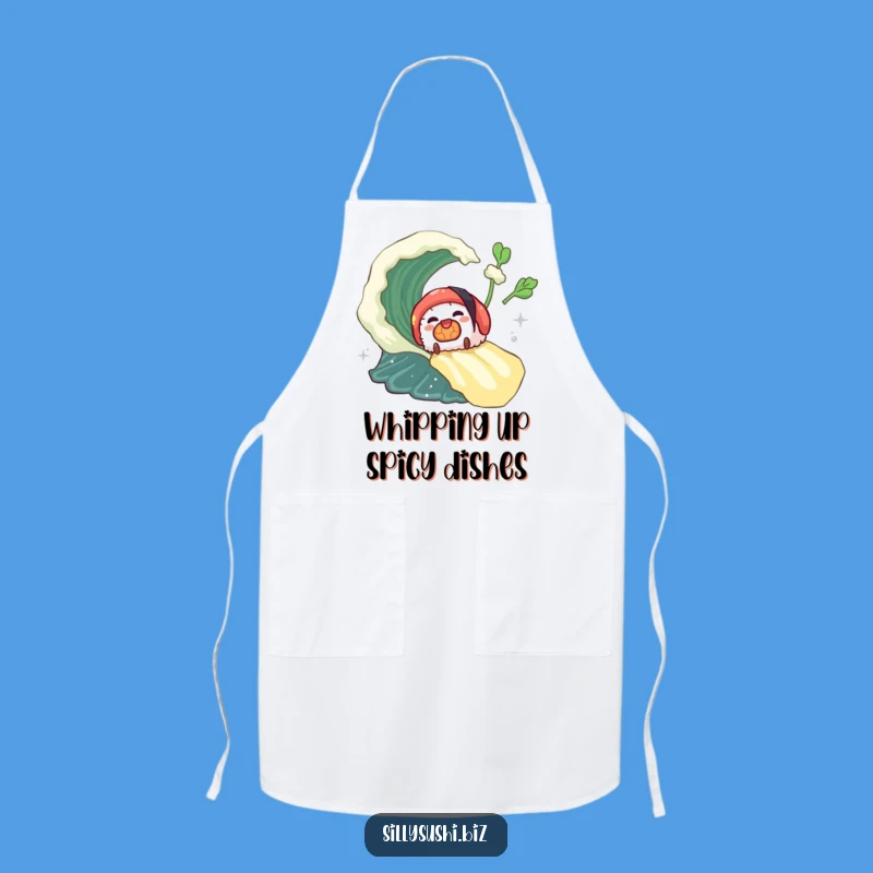 Funny Sushi Wasabi Wave Apron, Chef Spicy Roll Apron, Hilarious Kitchen Gift