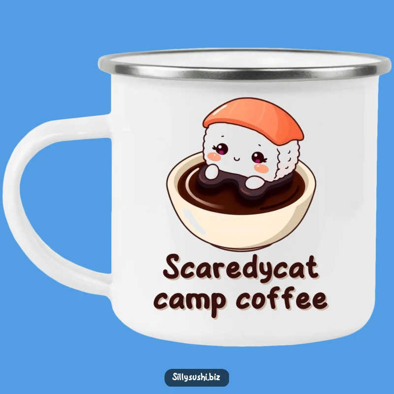 Funny Shy Sushi Camping Mug: Cute Companion for Adventures, a Great Introvert Gift