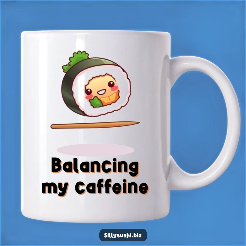 Funny Sushi Chopstick Balance Mug, Comical Roll Gift for Sushi Lovers Who Love Gags