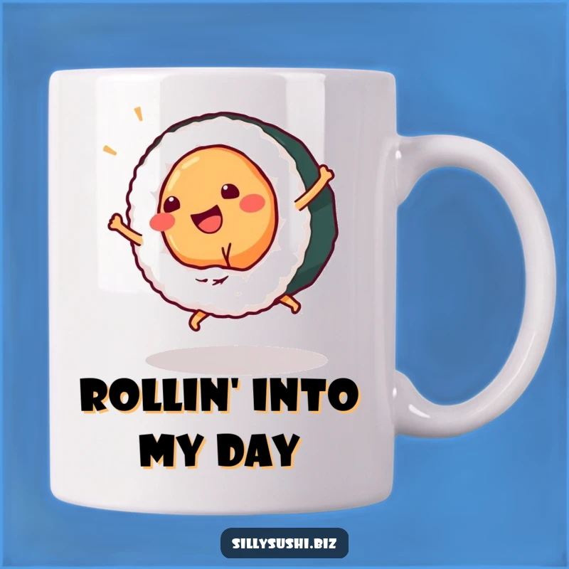Funny Sushi Cartwheel Mug, Hilarious Maki Roll Gift for Sushi Lovers Who Love Laughs