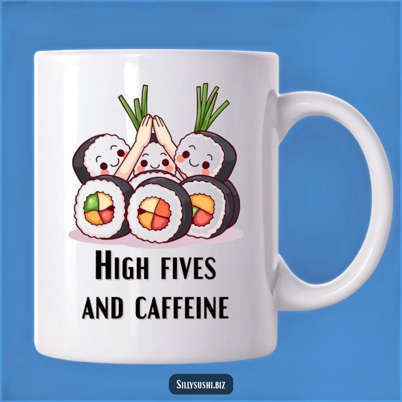 Funny Sushi High Five Mug: Celebrate Friendship with Sushi Rolls, a Perfect Gift