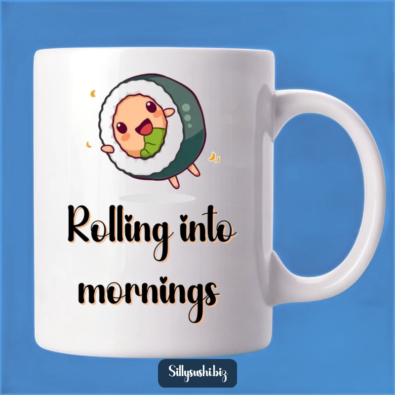 Funny Sushi Mug: Happy Somersault Roll, Playful Delight, Perfect Funny Gift for Foodies