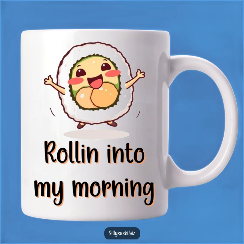 Funny Sushi Dance Mug: Energetic Foodie Gift, Hilarious Morning Cup