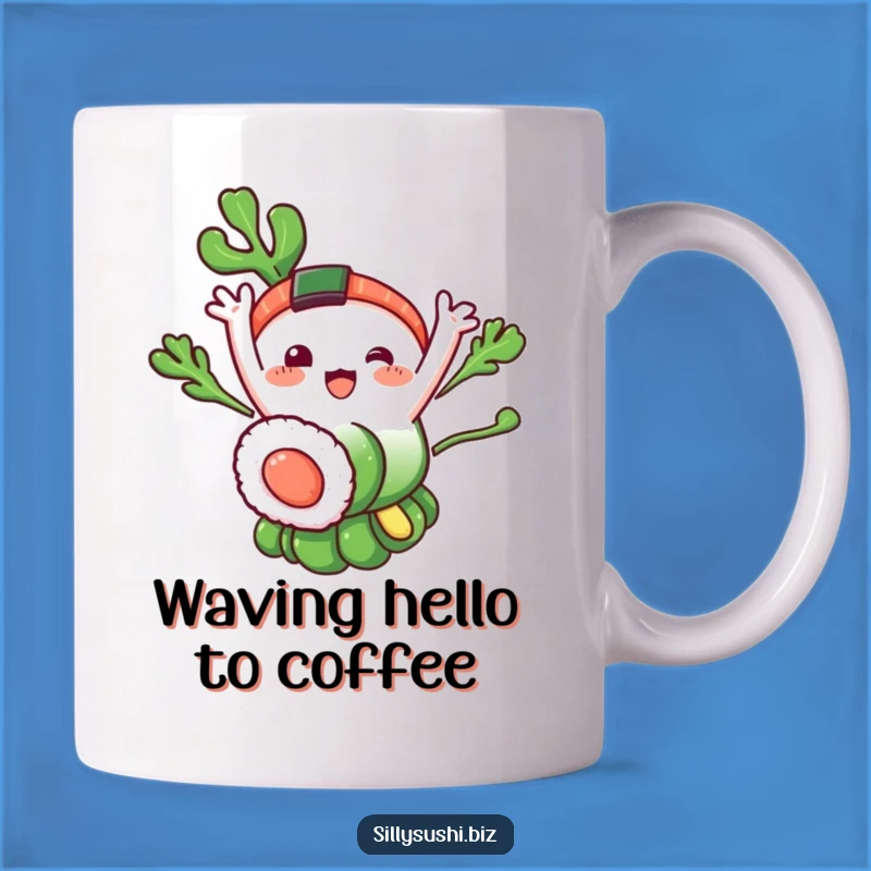 Funny Seaweed Sushi Mug: Happy Waving Character, Perfect Sushi Lover Gift
