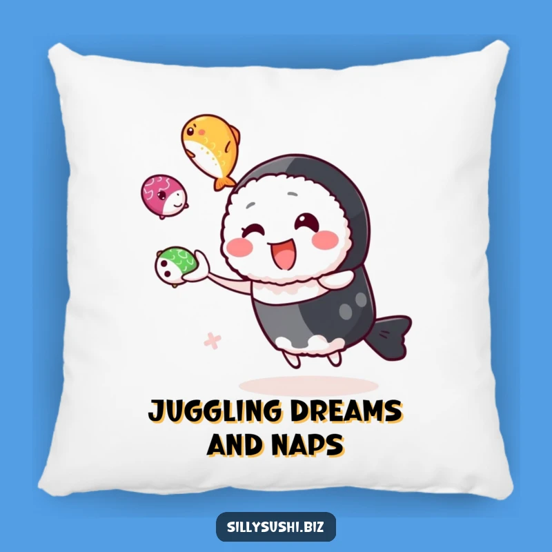 Funny Juggling Sushi Pillow, Soft Roe Character Cushion, Cozy Hilarious Gift