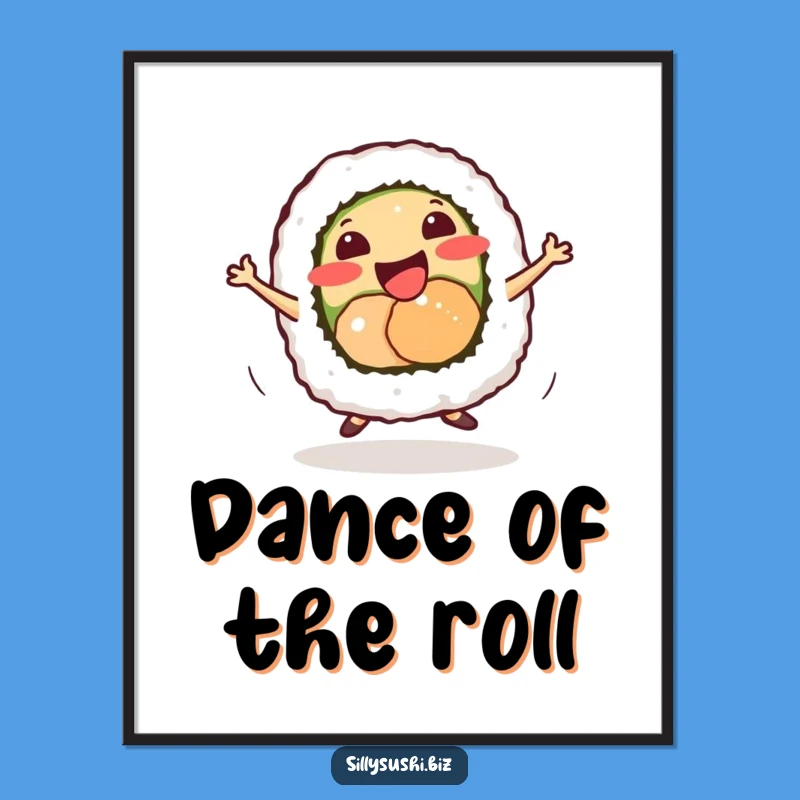 Funny Sushi Dance Digital Art: Energetic Printable, Instant Funny Gift