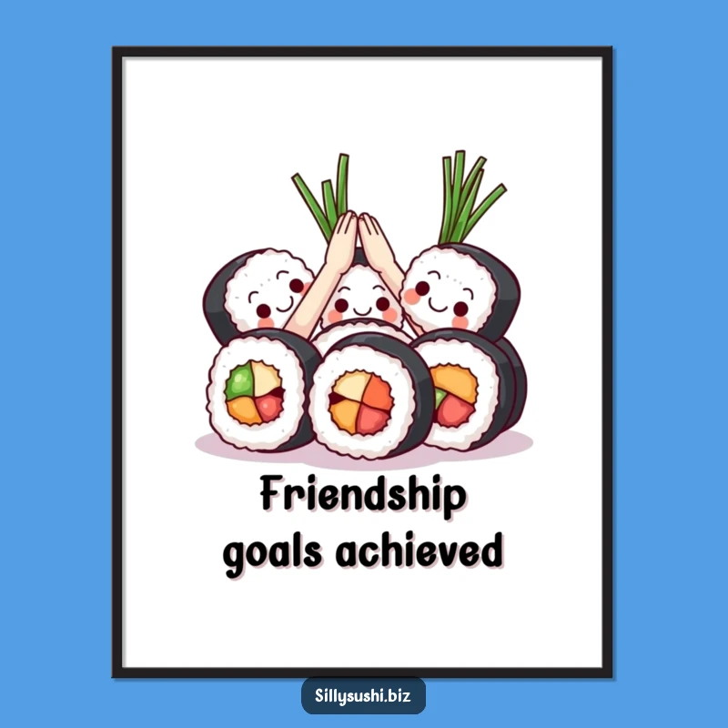 Funny Sushi High Five Digital Print: Instant Celebration for Your Walls, Memorable Gift
