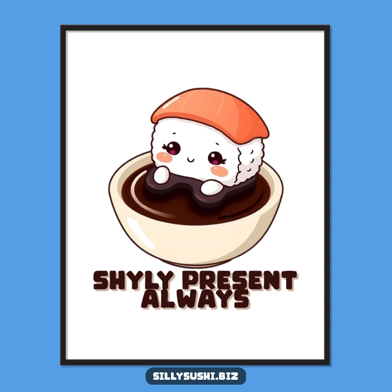 Funny Shy Sushi Digital Print: Instant Cuteness for Your Walls, a Memorable Gift