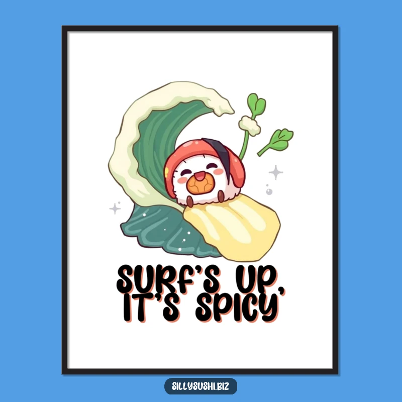 Funny Sushi Wasabi Wave Digital Print, Instant Spicy Art, High-Res Hilarious Gift