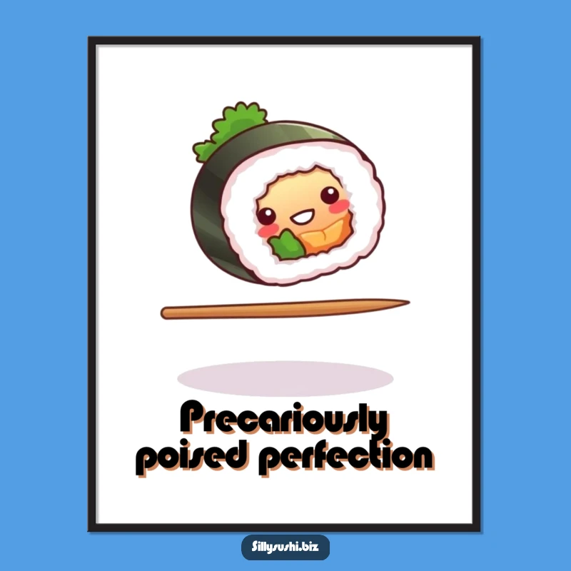 Funny Sushi Chopstick Balance Digital Print, Instant Comical Art, High-Res Hilarious Gift