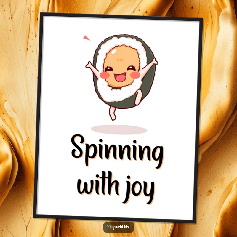 Funny Cartwheel Sushi Digital Art Print of a sushi character doing an energetic cartwheel. Instant downloadable fun.