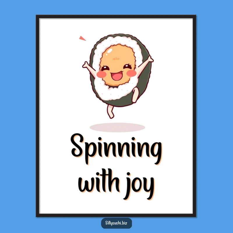 Funny Cartwheel Sushi Digital Print: Instant Energy for Your Walls, Memorable Gift