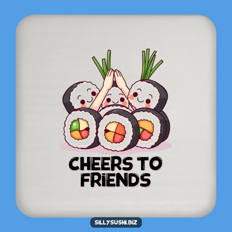 Funny Sushi High Five Coaster Set: Protect Surfaces with Celebratory Sushi Art, Great Gift