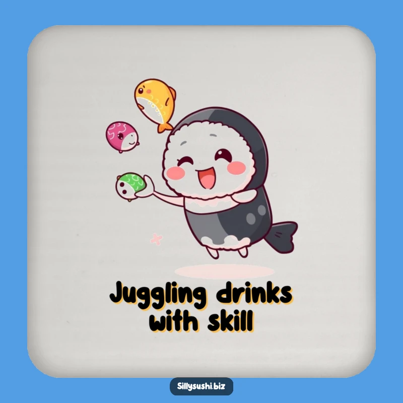 Funny Juggling Sushi Coaster Set, Protect Surfaces with Hilarious Roe Art