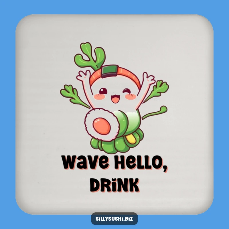 Funny Seaweed Sushi Coaster Set: Waving Character, Hilarious Table Protection