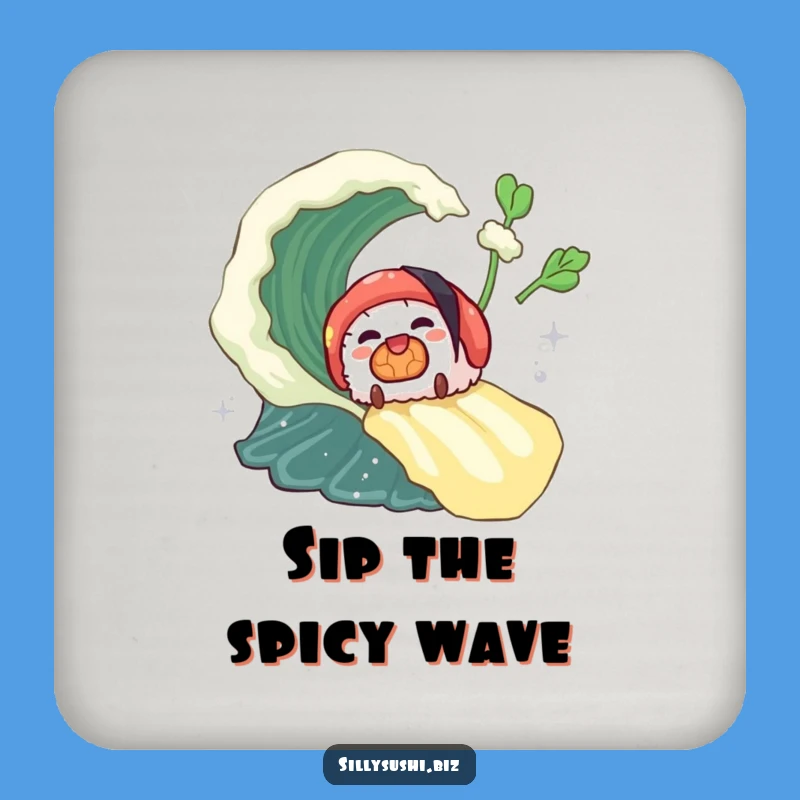 Funny Sushi Wasabi Wave Coaster Set, Protect Surfaces with Spicy Art