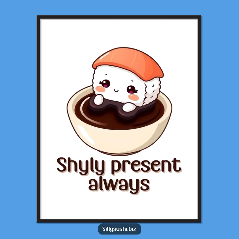 Funny Shy Sushi Poster: Adorable Wall Art for a Touch of Cute Humor, Great Gift