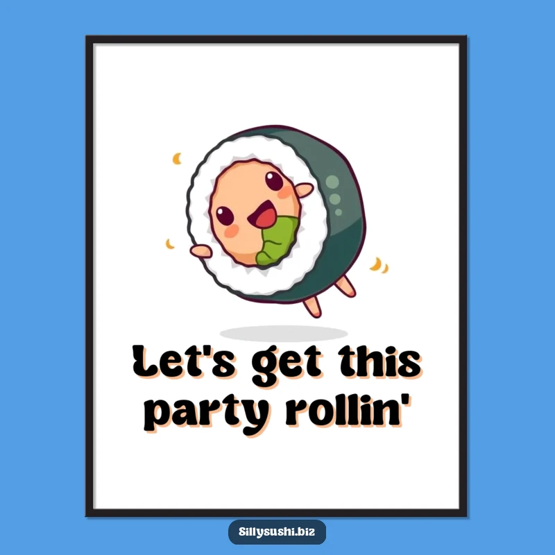 Funny Free Printable Wall Art: Sushi Roll Somersault, Humorous Decor
