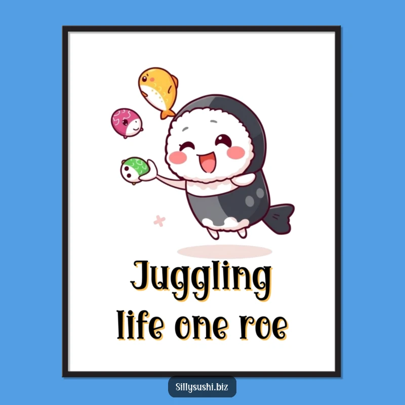 Free Printable Wall Art: Juggling Sushi Design for a Fun Downloadable Decor Piece