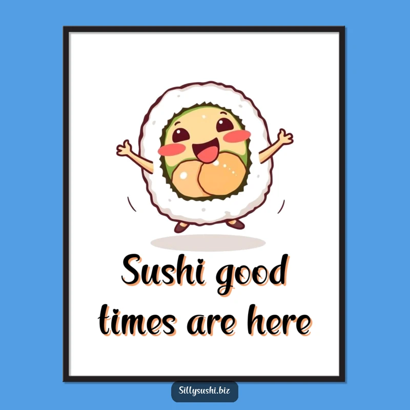 Free Printable Wall Art: Dancing Sushi Roll, Funny Downloadable Decor