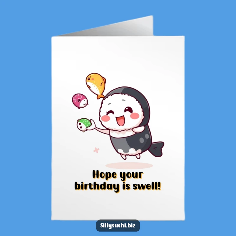 Free Printable Birthday Card: Juggling Sushi for a Fun Downloadable Gift Idea