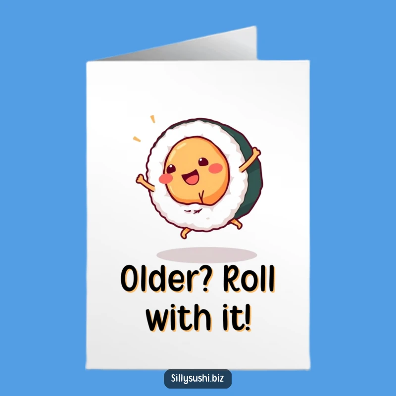 Free Printable Birthday Card: Funny Sushi Cartwheel Design for a Hilarious Downloadable Gift