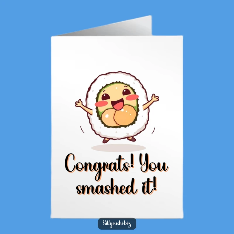Free Printable Congrats Card: Sushi Dance Celebration, Downloadable Joy
