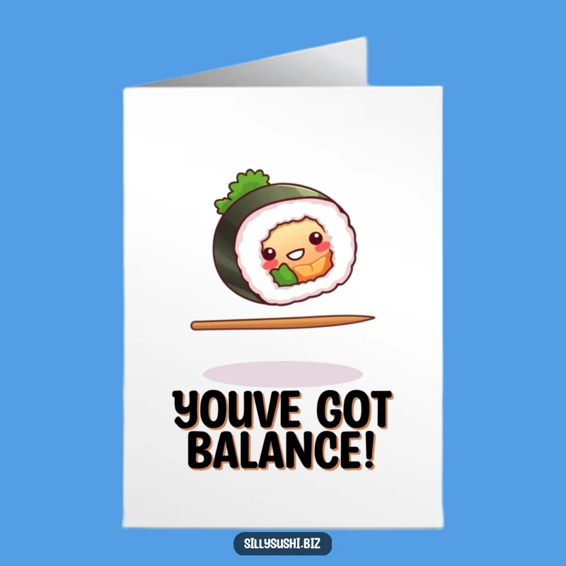Free Printable Congratulations Card: Balancing Sushi for a Witty Downloadable Gift