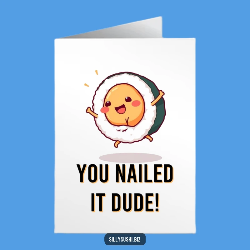 Free Printable Congratulations Card: Funny Sushi Cartwheel for a Joyful Downloadable Gift