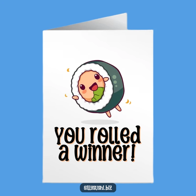 Free Printable Congrats Card: Sushi Roll Somersault, Humorous Download