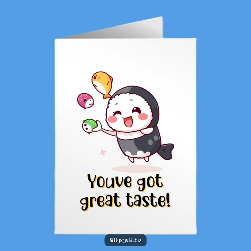 Free Printable Congratulations Card: Juggling Sushi for a Joyful Downloadable Gift