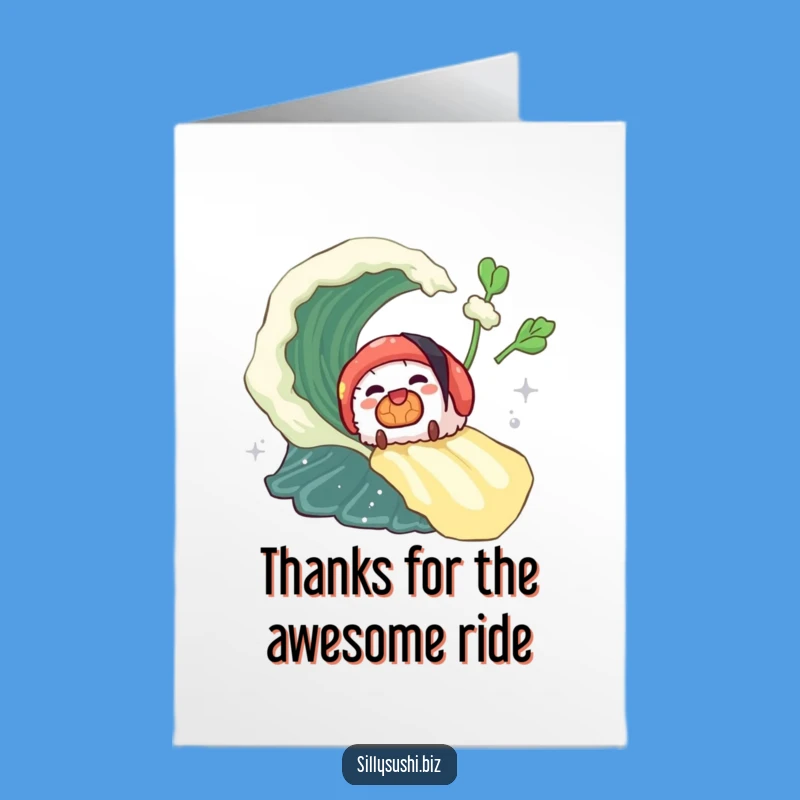 Free Printable Thank You Card: Sushi on Wasabi Wave for Grateful Downloadable Gift