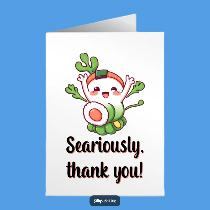 Free Printable Thank You Seaweed Sushi Card - Funny Nori Downloadable Gift for Gratitude