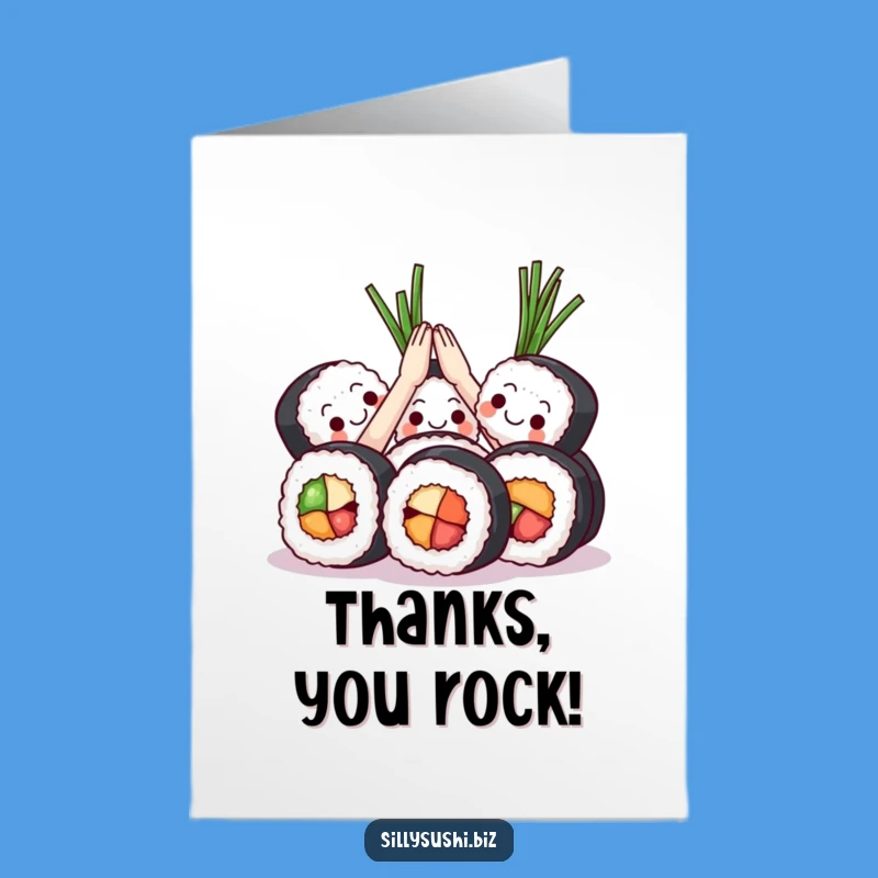 Sushi High Five Thank You Card Free Printable: Gratitude Downloadable Greeting!