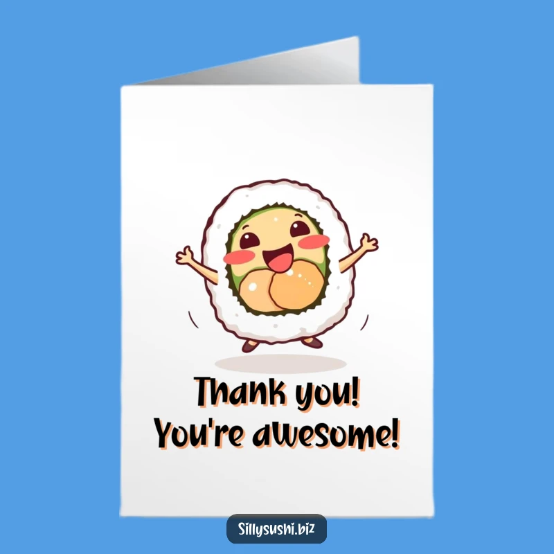 Free Printable Thank You Card: Sushi Dance Gratitude, Downloadable Thanks