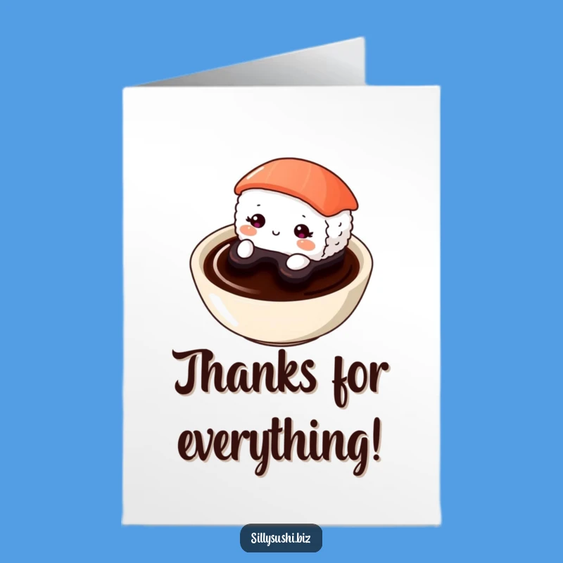 Shy Sushi Thank You Card Free Printable: Adorable Gratitude Downloadable Greeting!