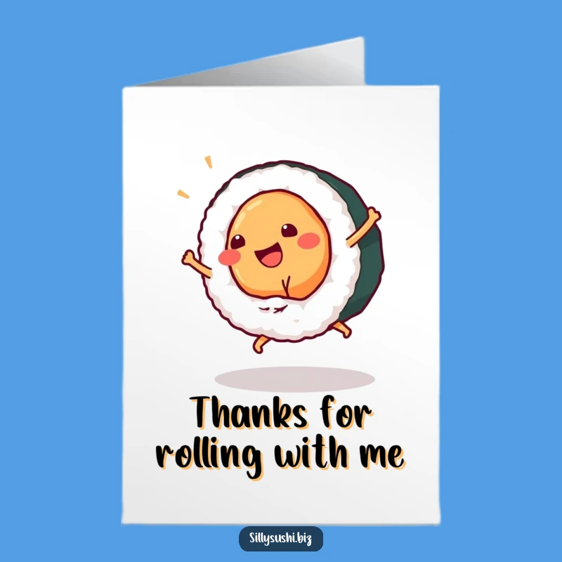 Free Printable Thank You Card: Humorous Sushi Cartwheel for a Grateful Downloadable Gift
