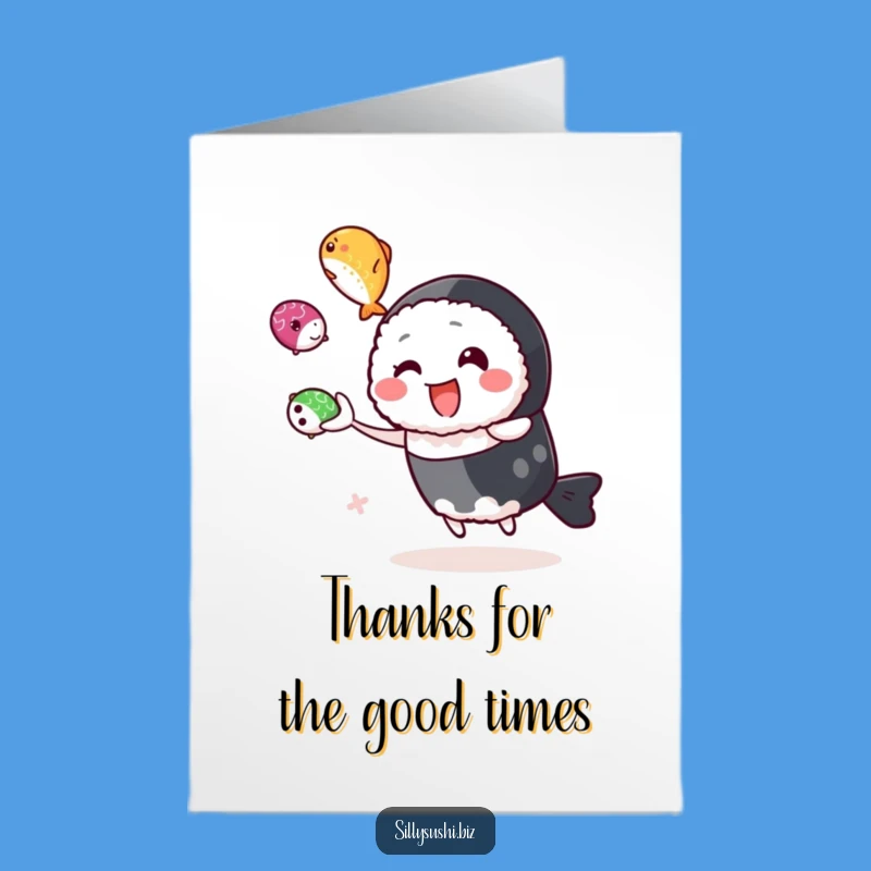 Free Printable Thank You Card: Juggling Sushi for a Grateful Downloadable Gift