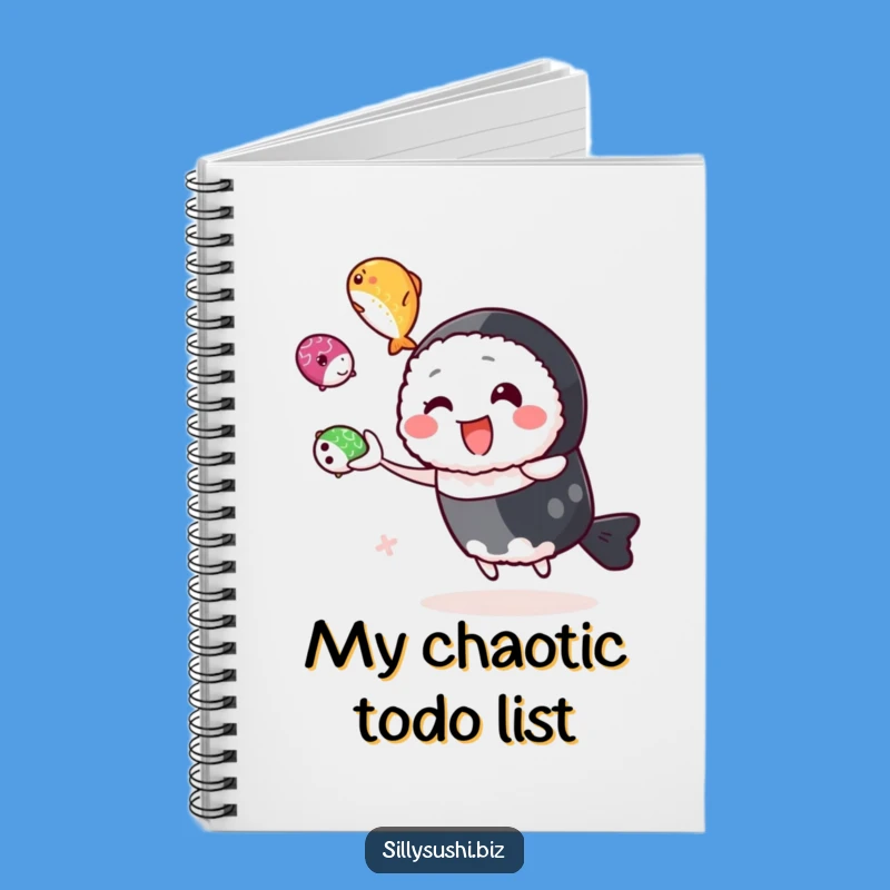 Funny Juggling Sushi Notebook, Journal Roe Character, Hilarious Gift for Organizers