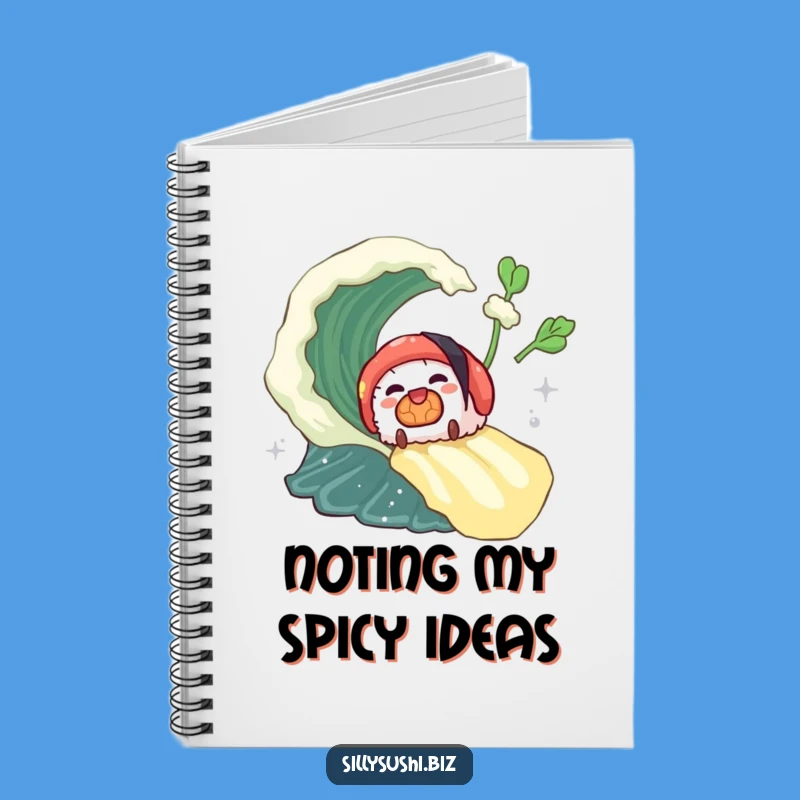 Funny Sushi Wasabi Wave Notebook, Journal Spicy Roll, Hilarious Gift for Adventurers