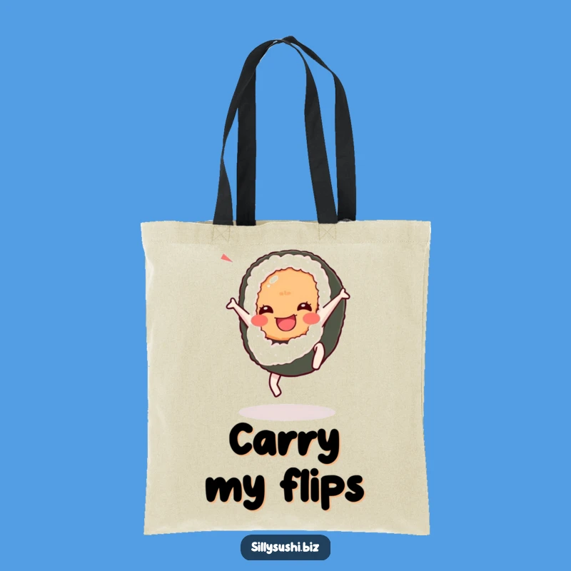 Funny Cartwheel Sushi Tote Bag: Carry Your Energy in Style, Great Sushi Gift