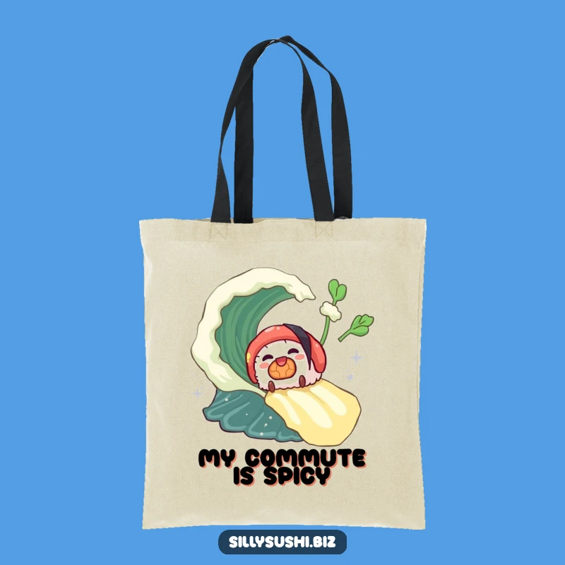 Funny Sushi Wasabi Wave Tote Bag, Spacious Spicy Roll Bag, Ideal Hilarious Gift