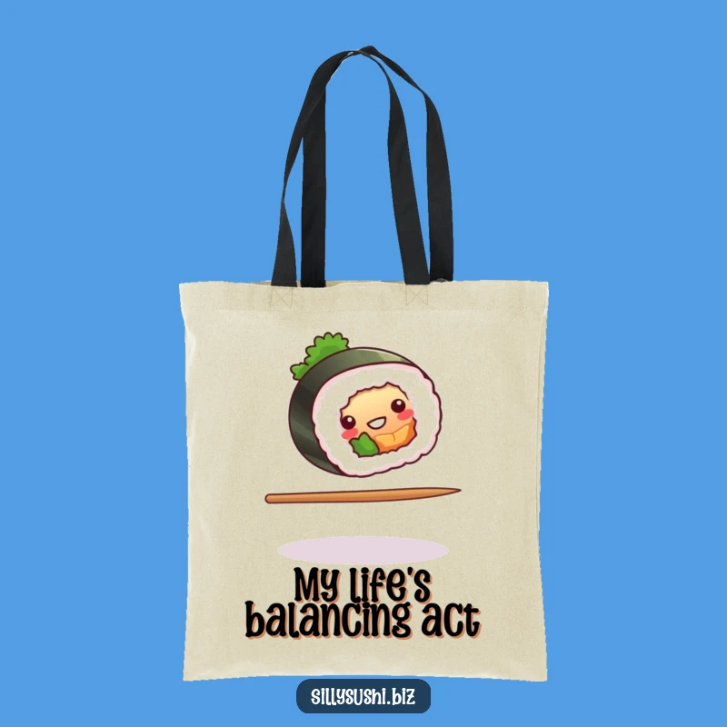 Funny Sushi Chopstick Balance Tote Bag, Spacious Comical Bag, Ideal Hilarious Gift